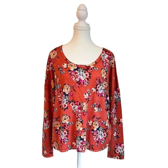 Garnet Hill Sweaters - Garnet Hill Merino Wool Floral Knit Blouse Top Sweater Size Large